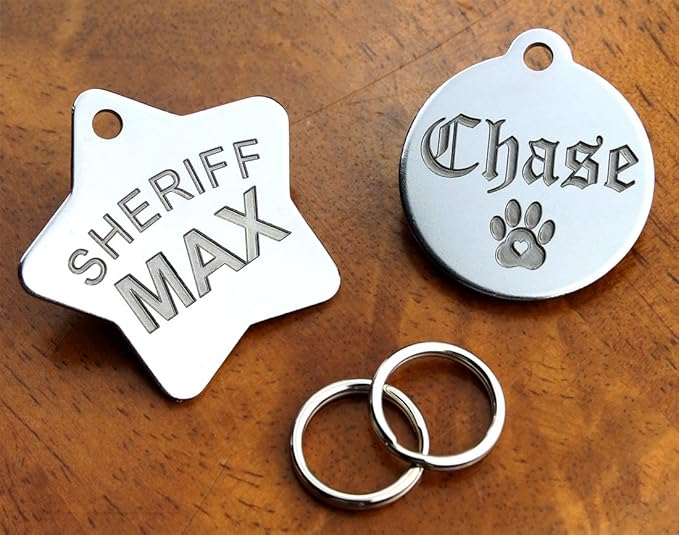 Stainless Steel Custom DEEP Engraved Pet ID Tags Personalized Front/Back Dog Tags for Dogs and Cats - XL Bone 1-1/3"x2 (1-Side Engraving)