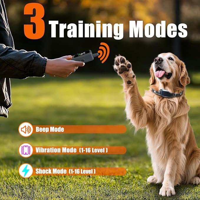 Shock Collars, 5000FT Dog Training Collar with Remote, IPX7 Waterproof E-Collar Featuring Beep, Vibration, Shock, No-Shock Mode, fit for Small Medium Large Dogs Black