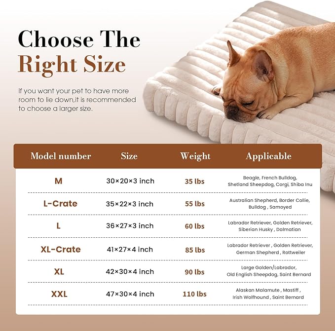 Extra Large Dog Bed for Crate, Orthopedic Dog Bed with Waterproof Lining, Soft Short Plush Surface & Egg Crate Foam, Machine Washable Pet Bed with Removable Cover & Anti Slip Bottom