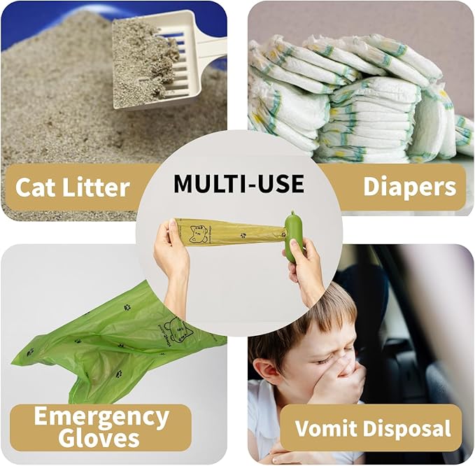 Dog Poop Bags With Dispenser, Strong and Leak-proof Waste Bags for Pets, Floral Scented, 270 Count (18 Packs of 15), 13 Inch x 9 Inch (Khaki)