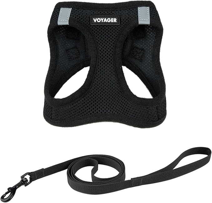 Voyager Step-in Pet Harness - All Weather Mesh, Adjustable Step in Harness for Cats and Dogs by Best Pet Supplies - 307S Black, XXXS