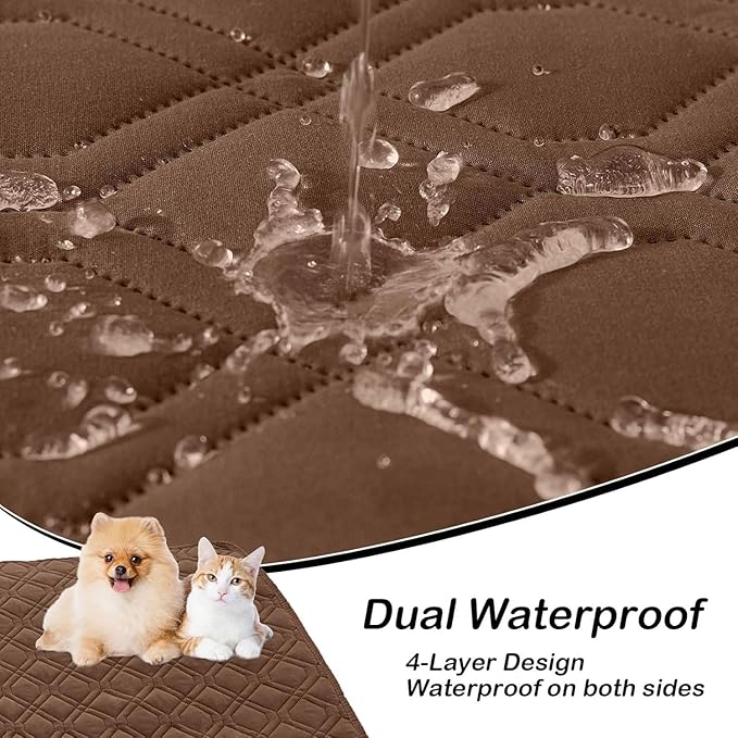 hyha Waterproof Dog Bed Blanket, Soft Pet Blankets, Waterproof Couch Cover for Dogs, Reversible Sofa Covers Washable for Furniture (30x53 Inch, Brown/Beige)