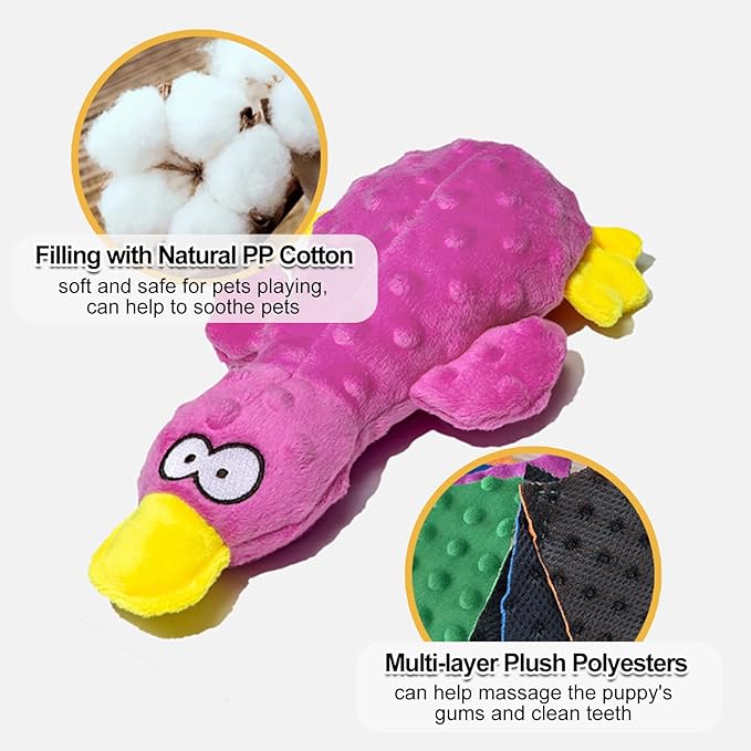 Adpartner Plush Crinkle Dog Toys, 2 Pack Dog Toy Duck Stuffed Squeaky Dog Toys for Small Medium Breeds to Keep Them Busy, Interactive Dog Squeaky Toy for Puppy Training and Reduce Boredom