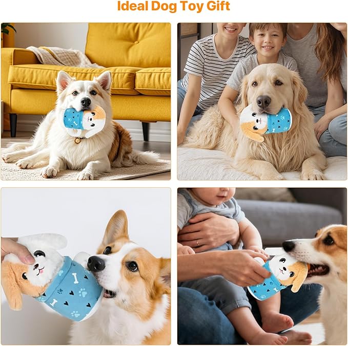 Christmas Dog Toys with Squeaker for Large Breed Interactive Dog Chew Toys for Puppies Small and Large Dogs Puppy Squeaky Dog Training and Reduce Boredom (Cup Puppy