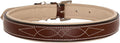 Exion Geniun Leather Dog Collar Designer Stitched Soft Leather Padded- Suitable for Small Medium Large X-Large Dogs for Walking Running- Oak Brown with Beige Padding
