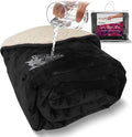 Sacred Weapon Waterproof Blanket for Bed – Mini Sherpa & Fleece Throw – Water Proof Blanket for Couch Cover & Mattress Protector Absorbent Washable Spill Proof – Travel Blankets (Black, 40"x 45")