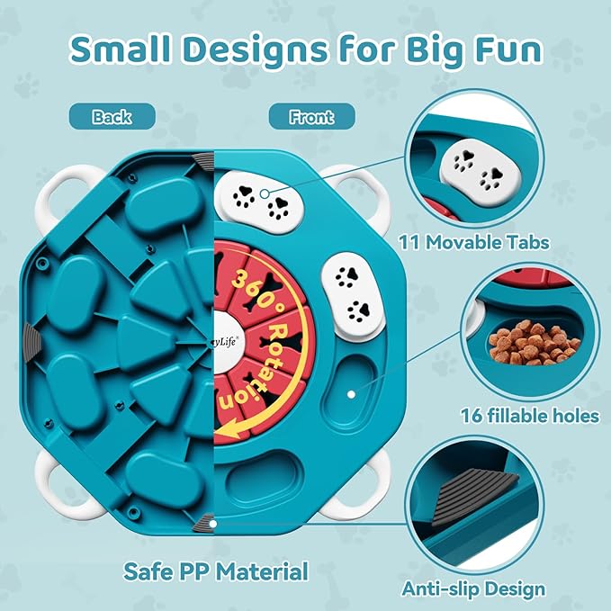 MateeyLife Dog Puzzle Toy, Interactive Dog Toys to Keep Them Busy, Enrichment Toys for Dogs, Treat Dispensing Dogs Toy with Slow Feeder for Smart Breeds, IQ Training & Brain Stimulation, 2 Levels