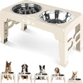 Elevated Dog Bowls, Dog Feeder with 1*Stainless Steel Dishes & 1*Slow Feeder Bowl, 5 Heights Adjustable Raised Stand for Medium Large, Food Dishes with Non-Slip Feet