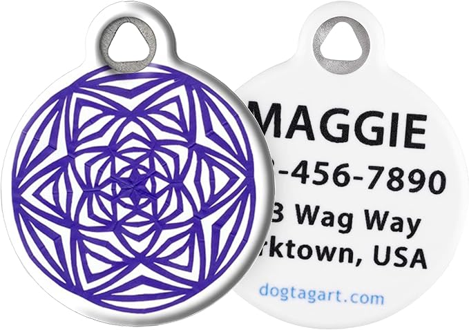 Dog Tag Art Vintage-Retro ’60s Mod Custom Pet ID Tag for Dogs and Cats, Personalized Dog Tag with Customized Identification Info, Celtic Starburst, Large (1.25" Diameter)