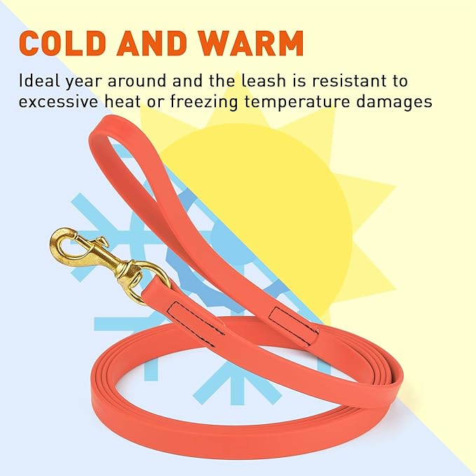 Viper Biothane K9 Working Dog Leash Waterproof Lead for Tracking Training Schutzhund Odor-Proof Long Line with Solid Brass Snap for Puppy Medium and Large Dogs, 20ft Coral