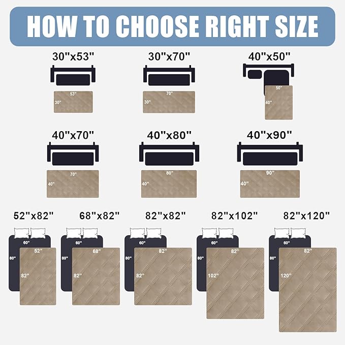 Smiry Waterproof Dog Bed Cover Blanket 40x50, Soft Reversible Pet Blanket, Washable Leakproof Cats Dogs Couch Cover for Sofa, Couch, Furniture, Taupe/Taupe