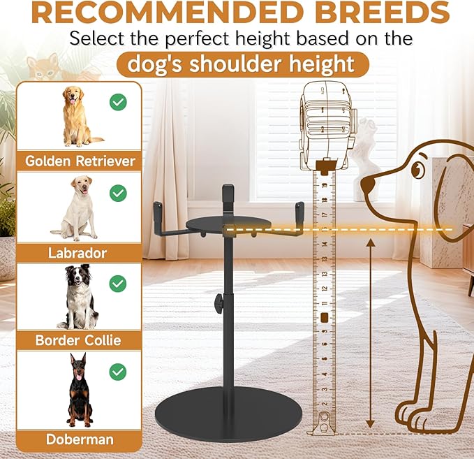 Extra-Stable Elevated Dog Bowl Stand, Adjustable Height 8-16in, Width 6-10in, Tall Single Lifted Food Holder for Large Medium Size Breeds, Metal Non-Slip Raised Dish Riser Pet Water Feeder