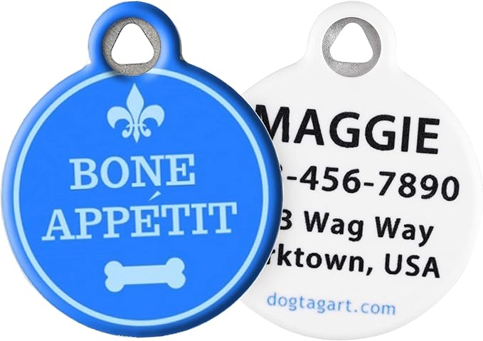 Dog Tag Art Food-Themed Custom Pet ID Tags for Dogs and Cats, Personalized Dog Tags with Customized Identification Informatio - Bone Appetit - Large