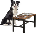 Piskyet Large Elevated Dog Bowls, Metal Raised Dog Bowl Stand with 304 Stainless Steel Bowls (7.5 Cups - 55oz), Non-Slip Tall Stand for Large Breed Dogs