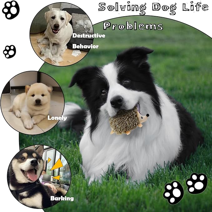 Dog Hide and Seek Toys Puppy Chew Squeaky Toys Plush Mushroom&Bamboo&Shell Hideout Stuffing with Squeakers Animals (Mushroom Hideout with 5 Hedgehog Brown)