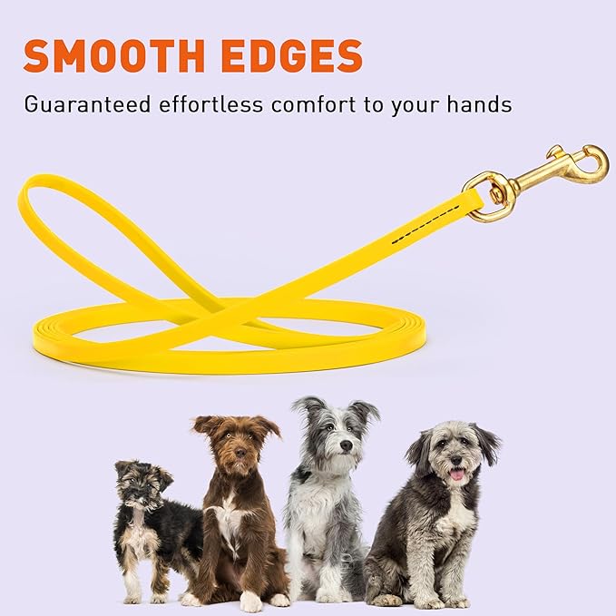 Viper K9 Biothane Working Dog Leash Waterproof Lead for Tracking Training Schutzhund Dog Sport & Search - Odor-Proof Long Line with Solid Brass Snap for Puppy Medium and Large 3/8" x 10ft Lemon Yellow
