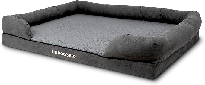 The Dog’s Bed Orthopedic Memory Foam Dog Bed with Bolsters, Plush Fabric, Grey Plush, XXL