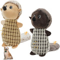 Crinkle Dog Toys Squeaky Plush No Stuffing Cute Puppy Stuffless Tough Rop Pull Toy, Fun Dog Stuffed Animals Durable Chew Set for Small Medium Large Pup (Large, Dark Brown+Brown Squirrel)