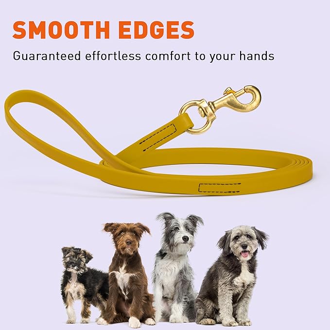 Viper Biothane K9 Working Dog Leash Waterproof Lead for Tracking Training Schutzhund Odor-Proof Long Line with Solid Brass Snap for Puppy Medium and Large Dogs, 20ft Treasure Gold