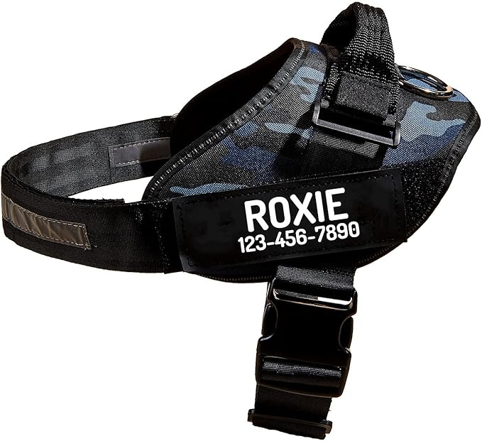 PawPawify Personalized No Pull Dog Harness with 2 Custom Name & Phone Patches, Reflective Breathable Pet Vest for Walking Training, Adjustable Heavy Duty Service Dog Vest for Small Medium Large Dogs
