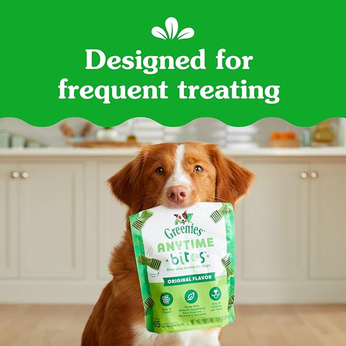 Greenies Anytime Bites Dog Treats, Blueberry Flavor, Dog Training Treats, 10.3 oz. Bag