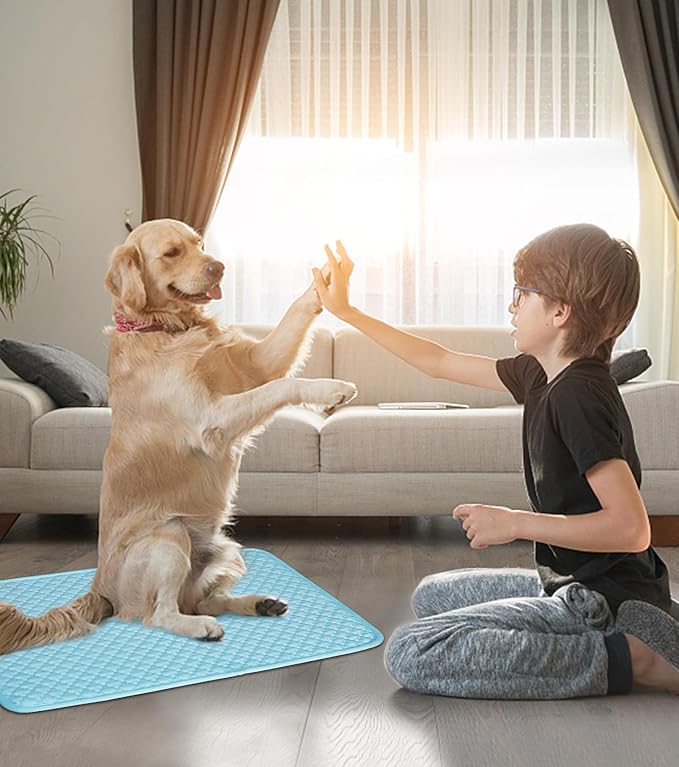 SOMOYA Upgrade Self-Cooling Mat Thicken Dogs Cooling Mat Washable Non-Slip Pet Cooling Pads Blanket Sleeping Kennel Mat,Washable Ice Silk Sleep Mat Pad Breathable for Large Dogs Cats Small