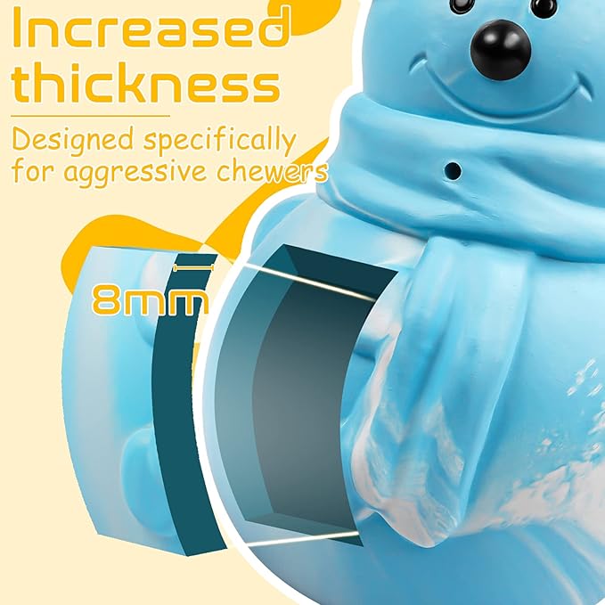 Rmolitty Christmas Dog Toys, Squeaky Dog Toys for Aggressive Chewers, Indestructible Tough Dog Chew Toys for Large Medium Breed Dog with Non-Toxic Natural Rubber (Blue)