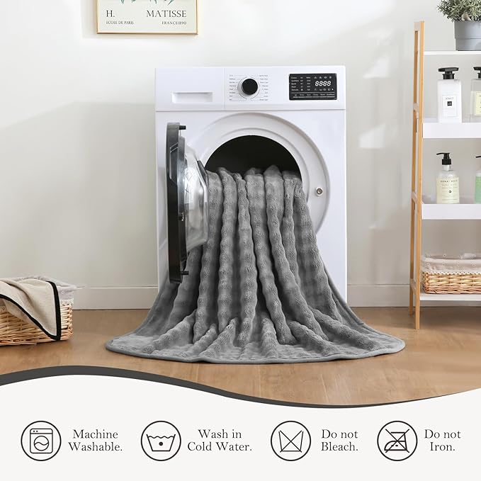 Waterproof Blanket for Bed Couch Sofa Car, Soft Leakproof Dog Blanket with 3D Bubble Pattern, Reversible Water Proof Pet Blankets for Dogs Cats Puppies (30"x40", Grey)