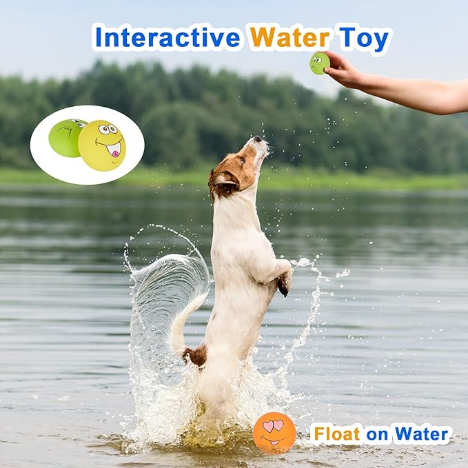 Dog Squeaky Toys Latex Squeaky Balls for Small Puppy Chewing Rubber Soft Fun Facial Expression Dog Balls for Pet Dogs (6 PCS)