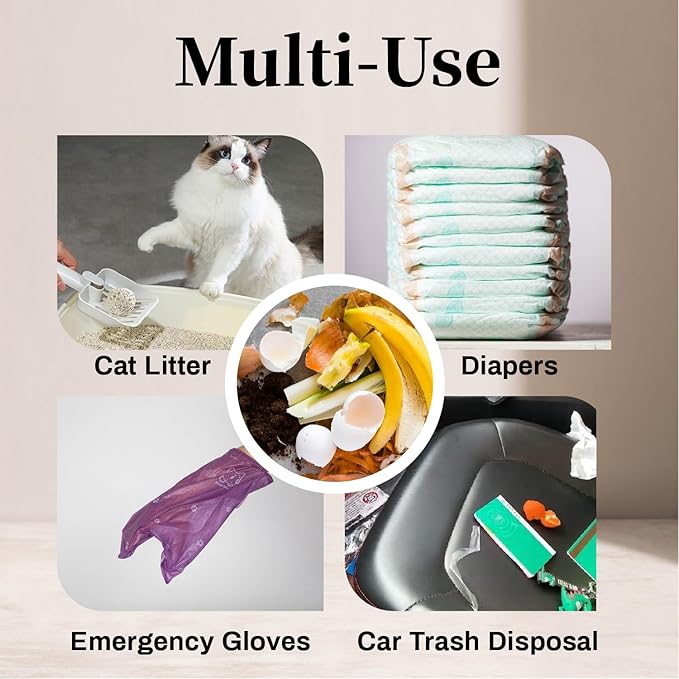 870 Counts Dog Poop Bags Rolls with Dispenser & Leash Clip, Scented Poop Bags for Dogs Waste, Extra Thick & Leak Proof for Poop Doggie Puppy Pet Waste, 9" x 13", Purple