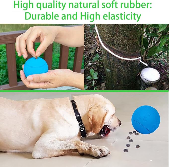 2 Pcs Dog Toy Teeth Ball,Dog Puzzle Toy,Treat Dispensing Dog Toys,Non Toxic Tear Resistant Natural Rubber Toy Ball for Pet Teeth Cleaning/Chewing/Playing/Training (Green+Blue, 3.15in)