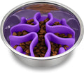 Palz&Co Paw Puzzles Slow Feeder Dog Bowl Insert - 5" Round Silicone Insert for Medium Pet Bowls, Purple - Promotes Healthier Eating & Mental Stimulation, Dishwasher & Freezer Safe