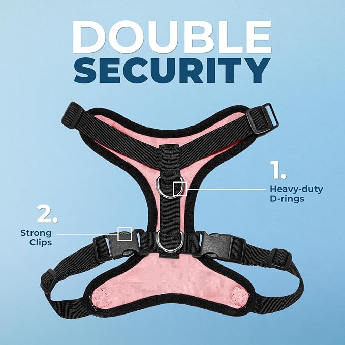 Voyager Step-in Pet Harness - All Weather Mesh, Adjustable Step in Harness for Cats and Dogs by Best Pet Supplies - Pink/Black Trim, L