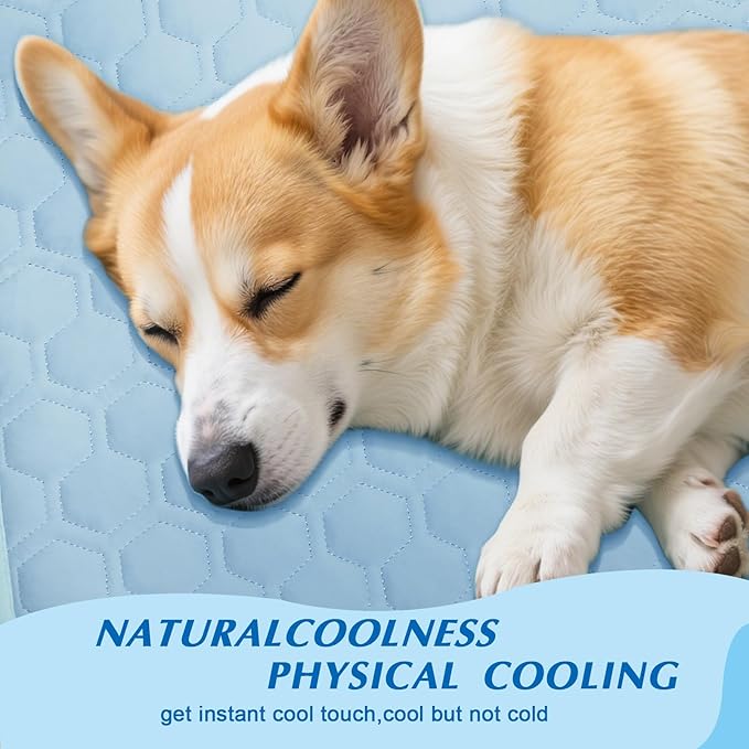 Upgraded Self-Cooling Mat for Dogs & Cats - Thicken, Washable, Non-Toxic, Foldable & Non-Slip Dog Cooling mat Pet Cooling Pad for Indoor, Outdoor, Car- Perfect for Summer (Blue, 20"*30"(Medium))