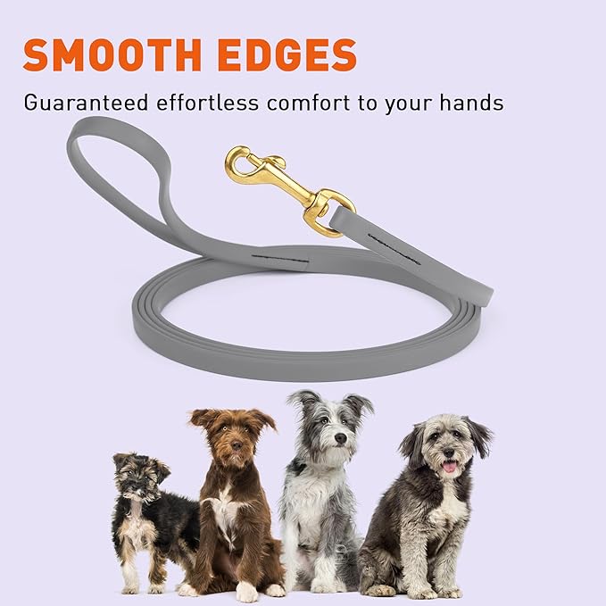 Viper Biothane K9 Working Dog Leash Waterproof Lead for Tracking Training Schutzhund Odor-Proof Long Line with Solid Brass Snap for Puppy Medium and Large Dogs, 10ft Battleship Gray