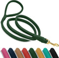 OOPSDOGGY Reflective Rolled Leather Dog Leash 6ft - Soft Training Lead for Small Medium Large Dogs Puppy - Heavy Duty Rope Puppies Leashes for Outdoor Walking Running (Green, Medium/Large)