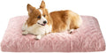 EHEYCIGA Washable Large Dog Bed for Crate 35x23 Inch, Reversible Kennel Pad for Dogs Weight Up to 45 lbs, Plush and Comfy Pet Sleeping Mat, Pink