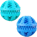 2 Pcs Dog Toy Teeth Ball,Dog Puzzle Toy,Treat Dispensing Dog Toys,Non Toxic Tear Resistant Natural Rubber Toy Ball for Pet Teeth Cleaning/Chewing/Playing/Training (Blue+Blue, 2.36in)