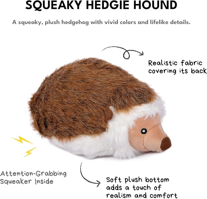 CHEWFFON Hedgehog Stuffed Dog Toy, Squeaky Dog Toy, Plush Pet Toys for Aggressive Chewers, Interactive Chew Puppy Toys for Small Medium and Large Dogs