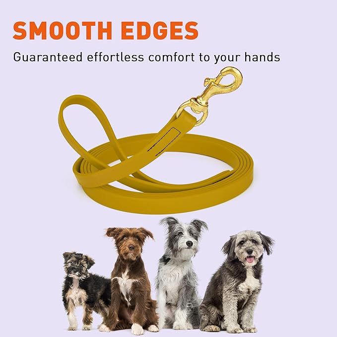 Viper Biothane K9 Working Dog Leash Waterproof Lead for Tracking Training Schutzhund Odor-Proof Long Line with Solid Brass Snap for Puppy Medium and Large Dogs, 20ft Treasure Gold