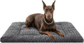 Washable Dog Bed Mat Soft Dog Crate Pad Fluffy Pet Kennel Beds Sleeping Mattress with Non-Slip Bottom for Extra Large Jumbo Medium Small Dogs, 53 x 36 Inch, Grey