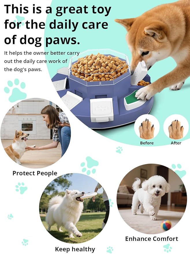 TBTeek Dog Puzzle Toys for Large Medium Small Dogs, 3-in-1 Interactive Dog Toys, Nail Grinder, IQ Puzzle & Slow Feeder - Interactive Treat Dispenser for Mental and Stimulation Boredom Relief(Blue)