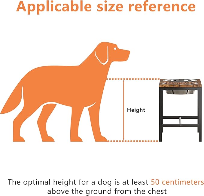 Piskyet Large Elevated Dog Bowls, Metal Raised Dog Bowl Stand with 304 Stainless Steel Bowls (7.5 Cups - 55oz), Non-Slip Tall Stand for Large Breed Dogs