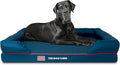 The Dog’s Bed Orthopedic Memory Foam Dog Bed with Bolsters, Oxford Fabric, Blue with Dark Red Trim, XXL