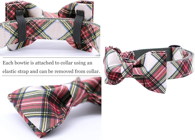 ARING PET Christmas Dog Collar Bowtie, Cute Red Green Xmas Holiday Pet Collars with Bow for Puppy Small Medium Large Boy Girl Dogs-M