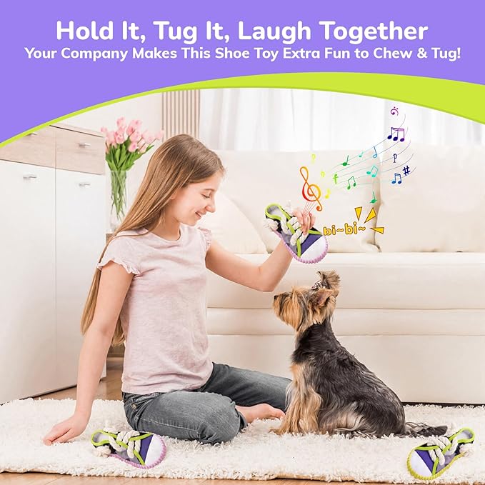 2 Pieces - Dog Chew Toys, Funny Dog Toys, Puppy Teething Toys & Shoe Dog Toy, Durable Dog Toys for Aggressive Chewers Tear-Resistant for Small & Medium Dogs