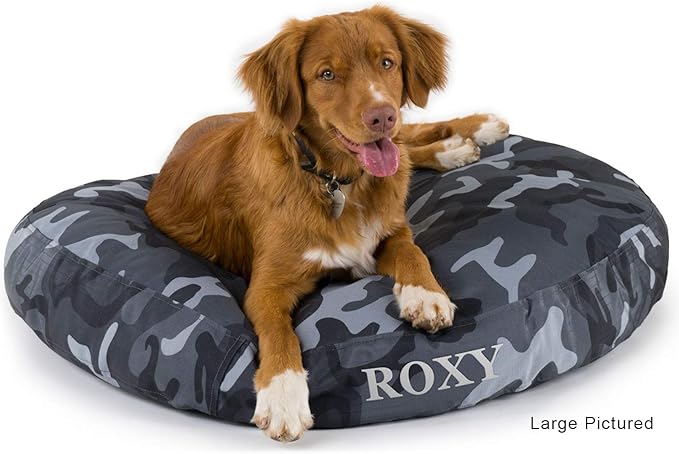 K9 Ballistics Tough Round Nesting Pillow Dog Bed - Removable Cover, Washable, Durable & Water Resistant Indoor/Outdoor Bed - Medium, Obsidian Black