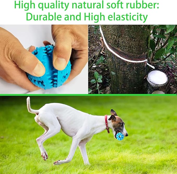 2 Pcs Dog Toy Teeth Ball,Dog Puzzle Toy,Treat Dispensing Dog Toys,Non Toxic Tear Resistant Natural Rubber Toy Ball for Pet Teeth Cleaning/Chewing/Playing/Training (Blue+Blue, 2.36in)