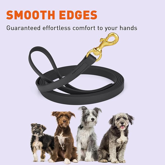 Viper Biothane K9 Working Dog Leash Waterproof Lead for Tracking Training Schutzhund Odor-Proof Long Line with Solid Brass Snap for Puppy Medium and Large Dogs, 15ft Black