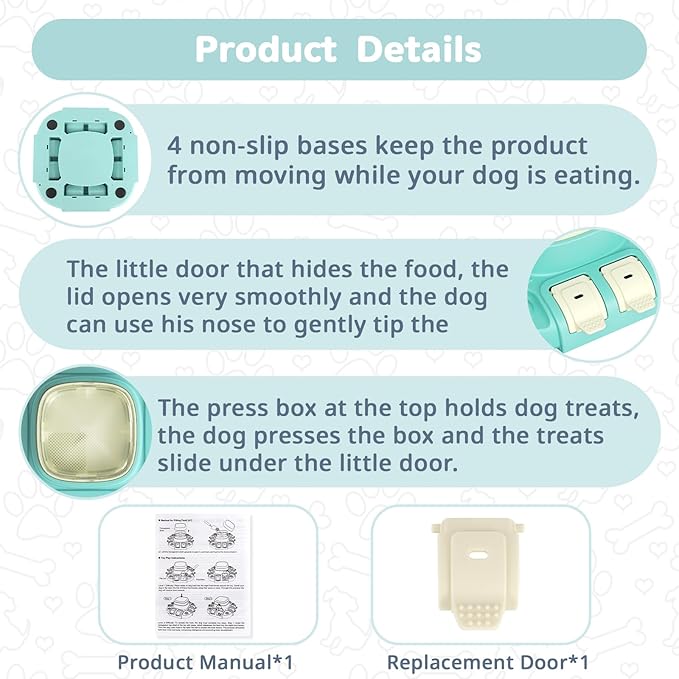 Dog Puzzle Toys Treat Dispensing Enrichment Toy for Smart Dogs, Interactive Brain Stimulation Toys for Puppies IQ Training, Slow Feeding Puzzles for Pet with 1 Replacement Cover Blue
